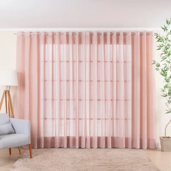 Cortina Wave para Trilho Suíço de Linho Gaze Branco com Forro de Microfibra