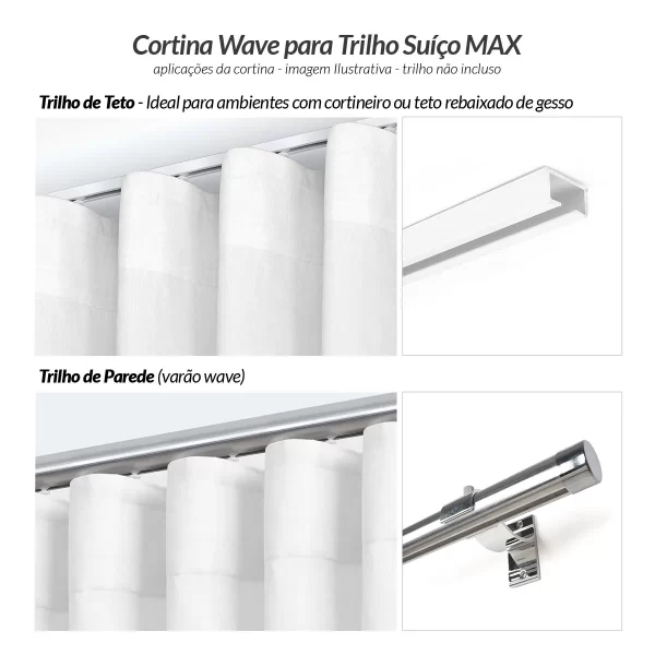 Cortina Wave para Trilho Suíço de Linho Gaze Branco com Forro de Microfibra - Image 2